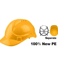 SPECIFICATION Models: (HSH206 / HSH207 / HSH209 / HSH210) PE shell with vents Lining material: plastic Chin strap included Color: white, yellow, blue, red Weight：330g 8 Point suspension Adjust head size by buckle