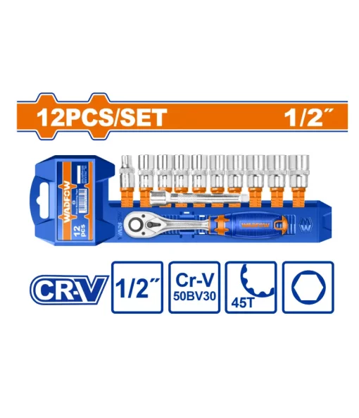 Wadfow 12 Pcs 1/2" Socket Set (WST2212)