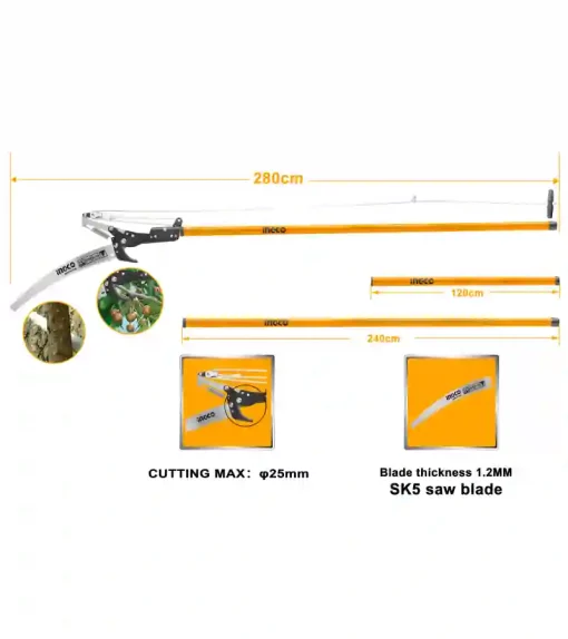 Ingco Extendable Pole Saw & Pruner (HEPS25281)