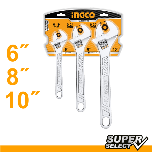 3-Piece Adjustable Wrench Set